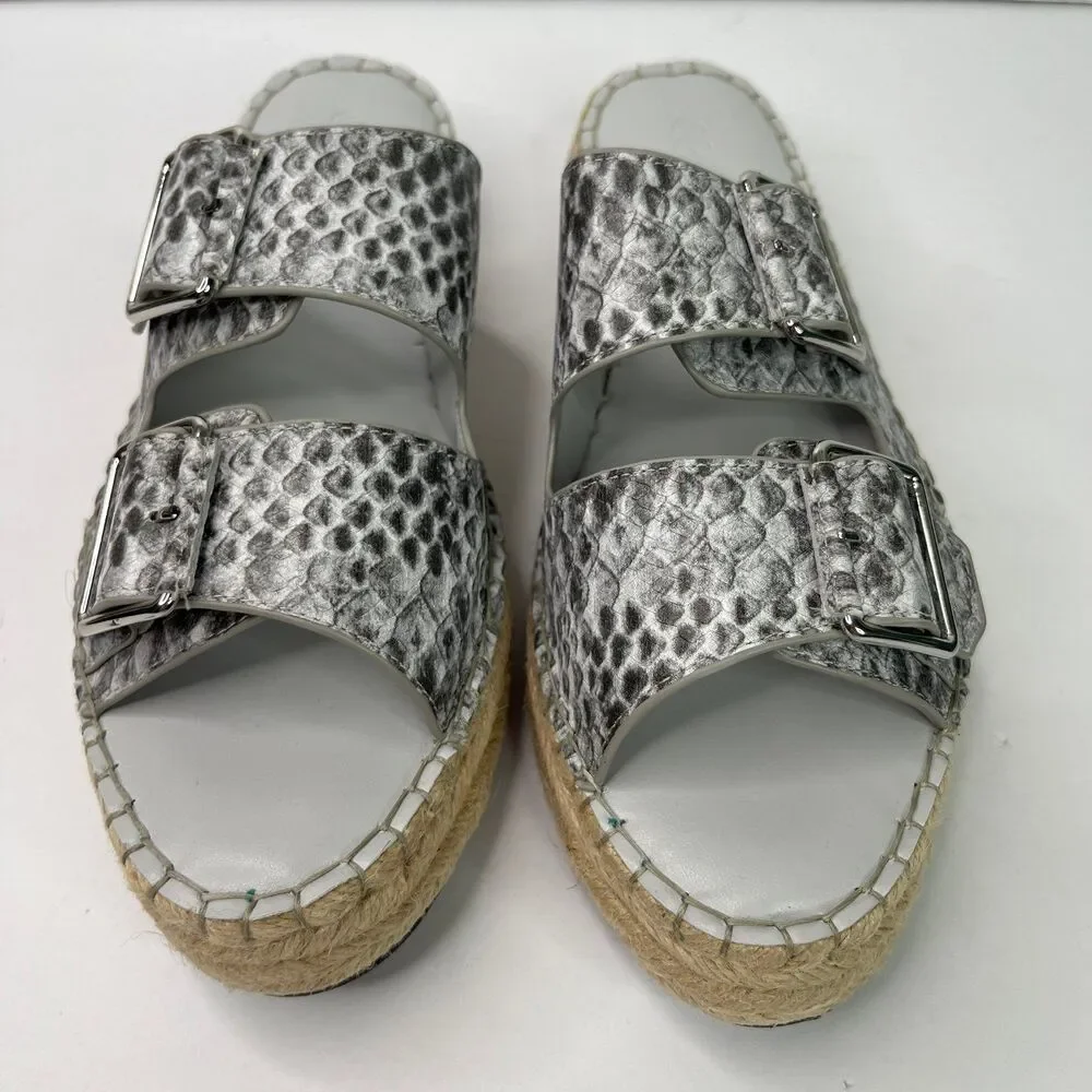 Logo Lori Goldstein Grey White Snake Leather Lindsay Slide Sandal New #514